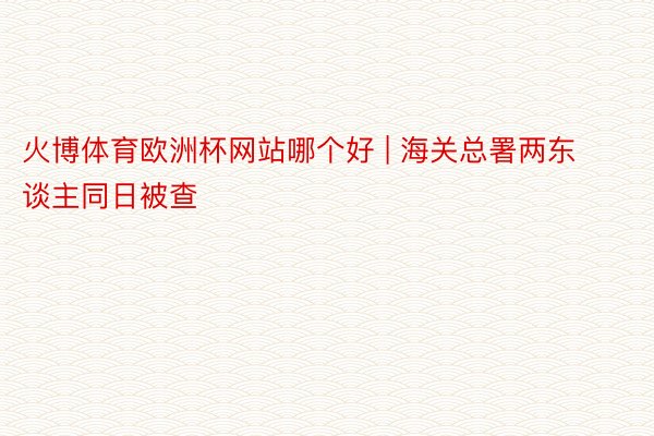 火博体育欧洲杯网站哪个好 | 海关总署两东谈主同日被查