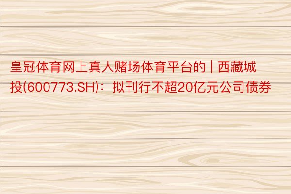 皇冠体育网上真人赌场体育平台的 | 西藏城投(600773.SH)：拟刊行不超20亿元公司债券