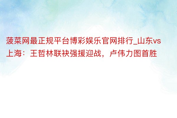 菠菜网最正规平台博彩娱乐官网排行_山东vs上海：王哲林联袂强援迎战，卢伟力图首胜